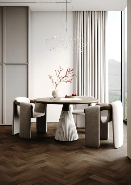 Кварц-виниловая плитка Fargo Herringbone 44-7009-24 Дуб Шварцвальд в Перми