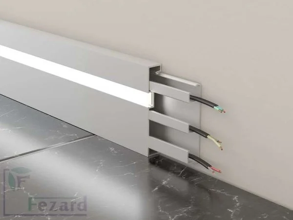 Алюминиевый плинтус Fezard Кабельный ALP-G80-LF Алюминий 80*15*2500 мм в Перми